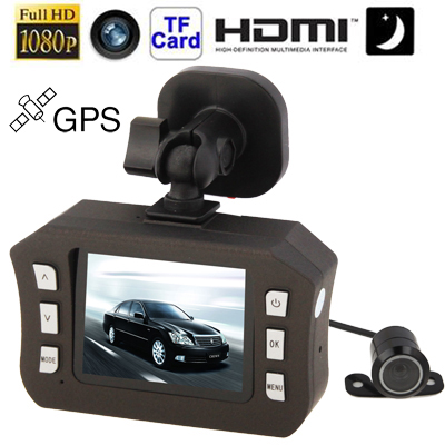 2.0 inch Dual Lens Full HD 1080P Vehicle DVR / Car Camcorder with Night Vision GPS Function - Click Image to Close